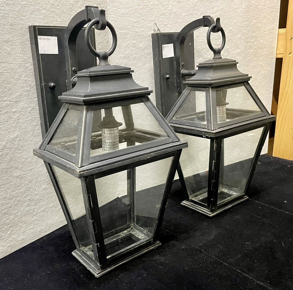 Black Hanging Lantern Style Wall Sconces (PAIR)