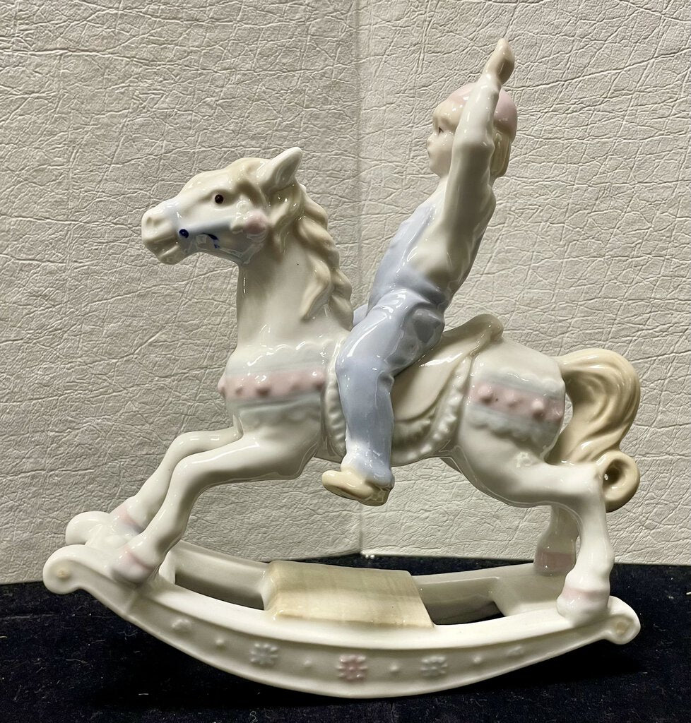 Paul Sebastian Porcelain Boy on Rocking Horse Mint