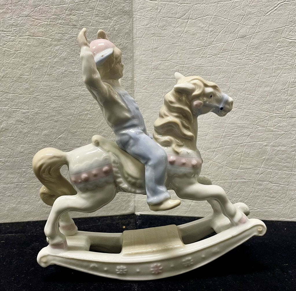 Paul Sebastian Porcelain Boy on Rocking Horse Mint