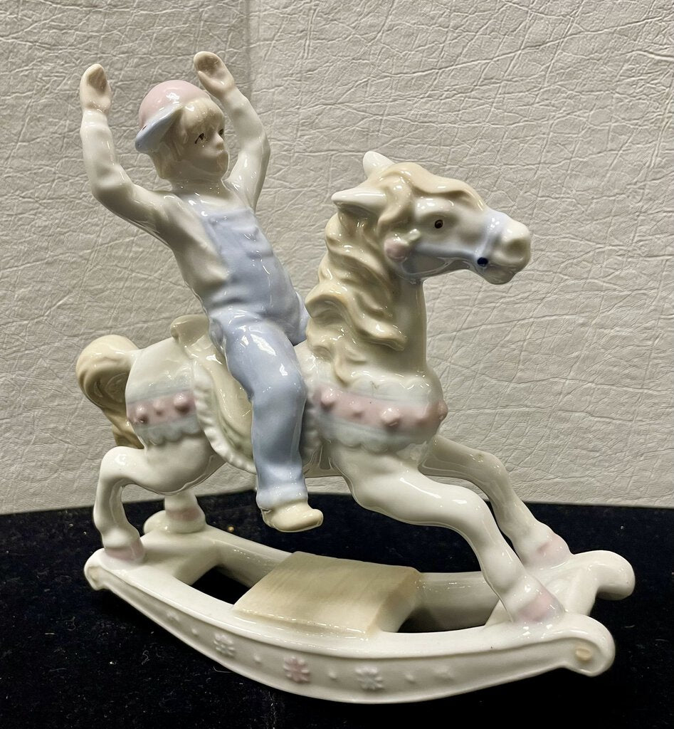 Paul Sebastian Porcelain Boy on Rocking Horse Mint