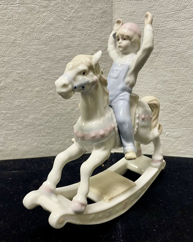 Paul Sebastian Porcelain Boy on Rocking Horse Mint