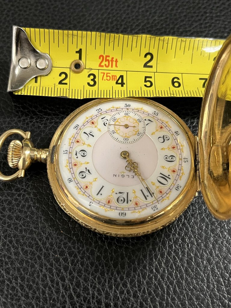 Elgin Tri-Color 14K Floral Hunters Case Pocket Watch