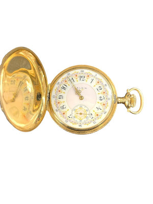 Elgin Tri-Color 14K Floral Hunters Case Pocket Watch