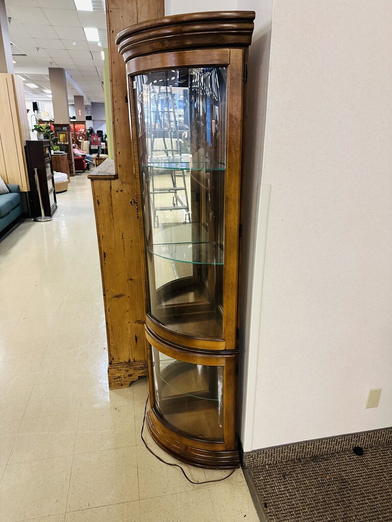 Bow Front Corner Curio Display Cabinet