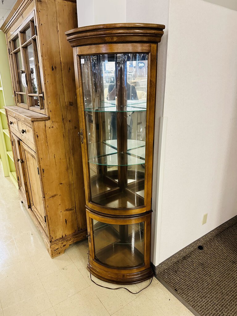 Bow Front Corner Curio Display Cabinet