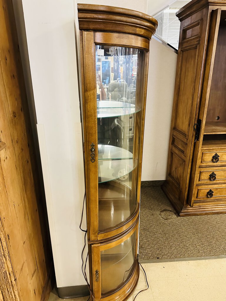 Bow Front Corner Curio Display Cabinet