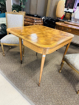 1930's Leather Top Console Game Table 36x36x29