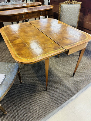 1930's Leather Top Console Game Table 36x36x29