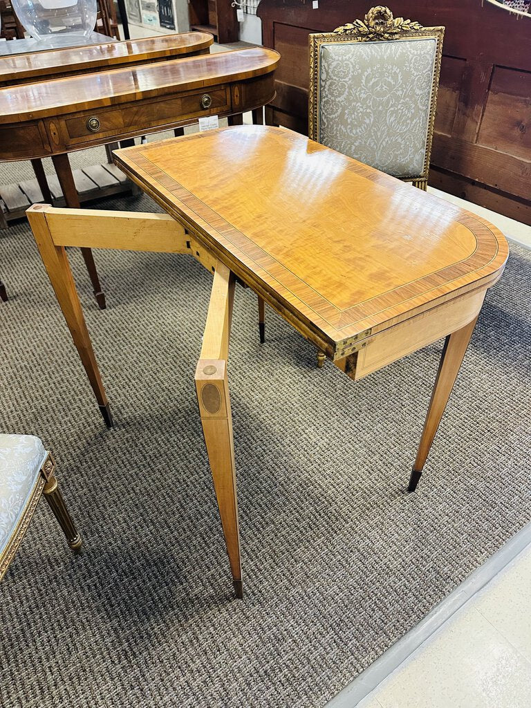 1930's Leather Top Console Game Table 36x36x29