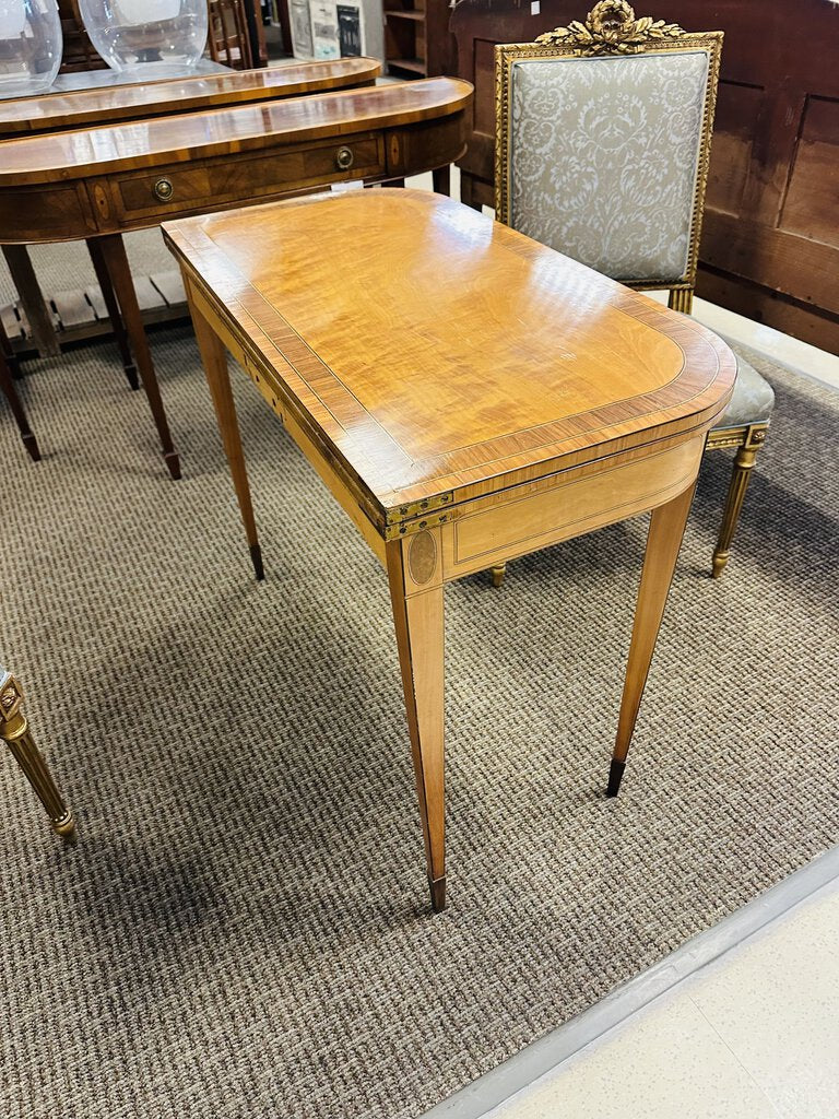 1930's Leather Top Console Game Table 36x36x29