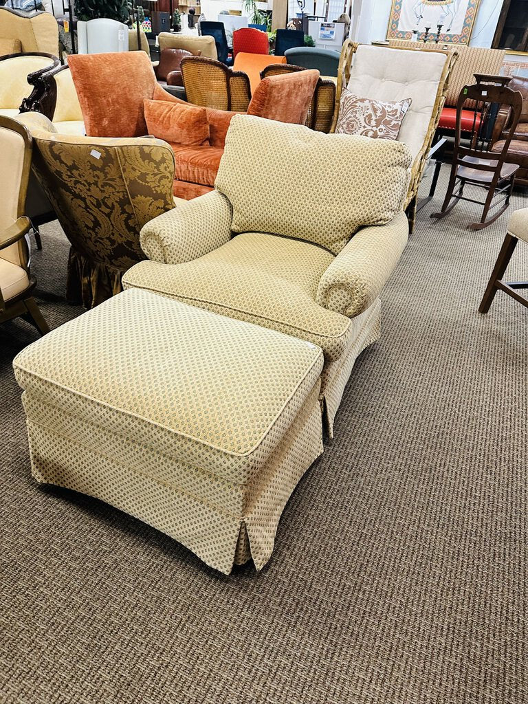 Skirted Club Chair With Ottoman