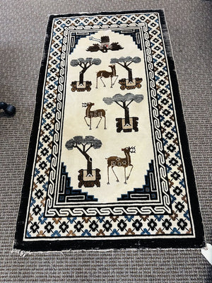 Antique Chinese Mongolian hand knotted Wool Rug 35x65