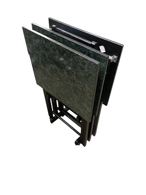 Green Faux Marble Top TV Trays (3) & Stand