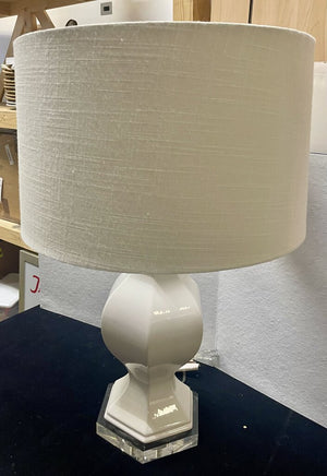 Home Depot Cream Lucite Base Hexagonal Linen Shade Table Lamp