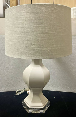 Home Depot Cream Lucite Base Hexagonal Linen Shade Table Lamp