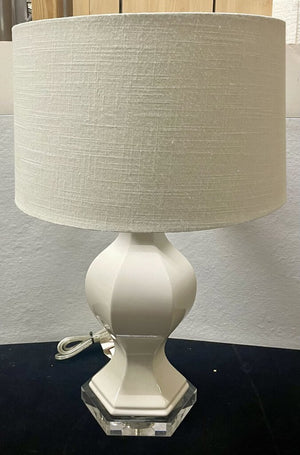 Home Depot Cream Lucite Base Hexagonal Linen Shade Table Lamp