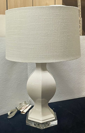 Home Depot Cream Lucite Base Hexagonal Linen Shade Table Lamp