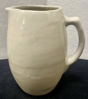 Pale Tan Crackle Glaze Ceramic Pitcher