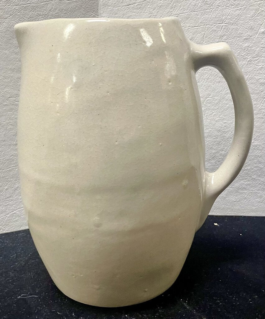 Pale Tan Crackle Glaze Ceramic Pitcher