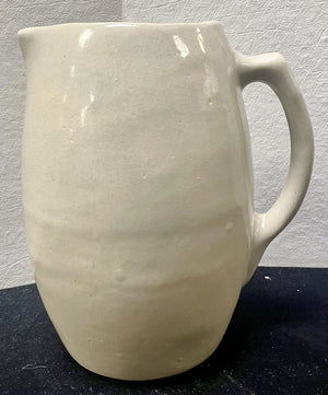 Pale Tan Crackle Glaze Ceramic Pitcher