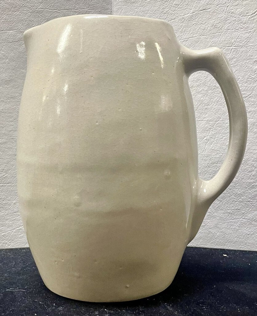 Pale Tan Crackle Glaze Ceramic Pitcher