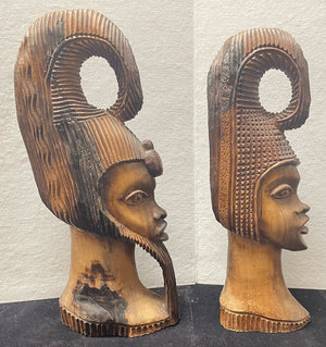 African Ironwood Craved Sculptural Male Female Busts (PAIR)