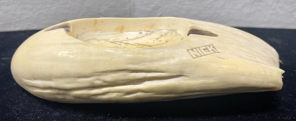 Antique Sperm Whale Tooth Pipe Holder Ash Tray