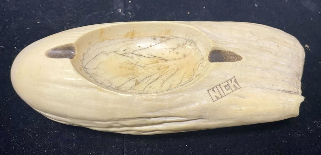 Antique Sperm Whale Tooth Pipe Holder Ash Tray