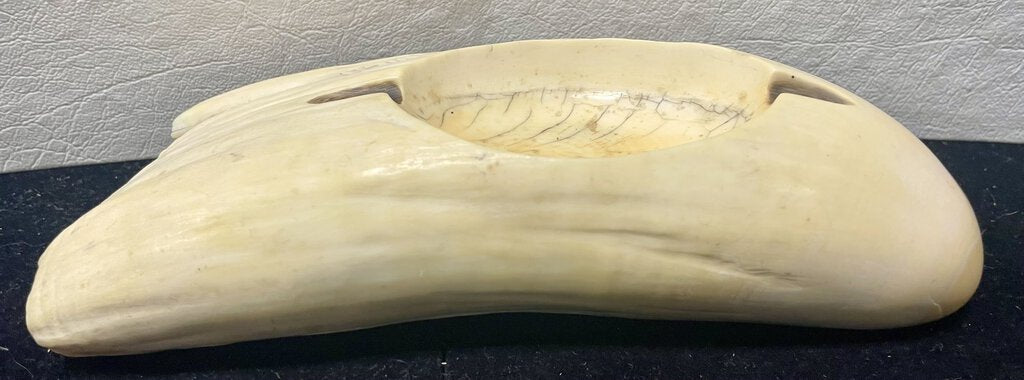 Antique Sperm Whale Tooth Pipe Holder Ash Tray