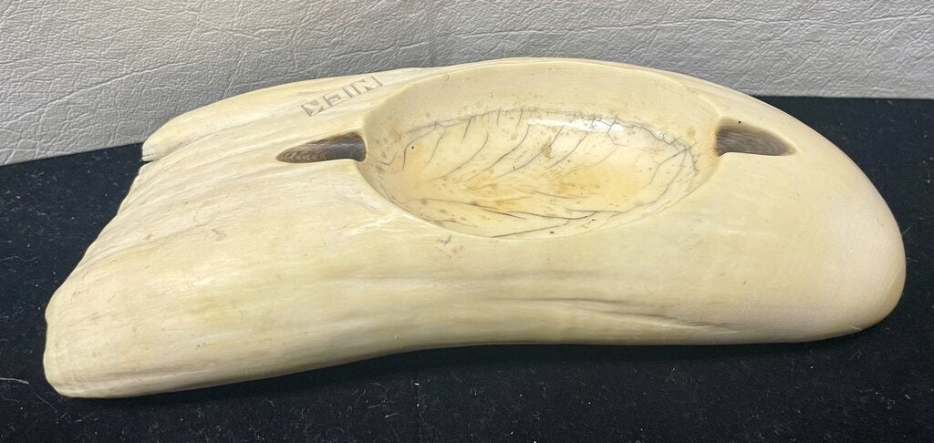 Antique Sperm Whale Tooth Pipe Holder Ash Tray