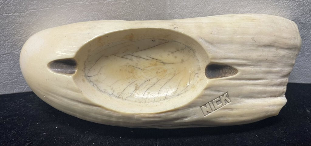 Antique Sperm Whale Tooth Pipe Holder Ash Tray