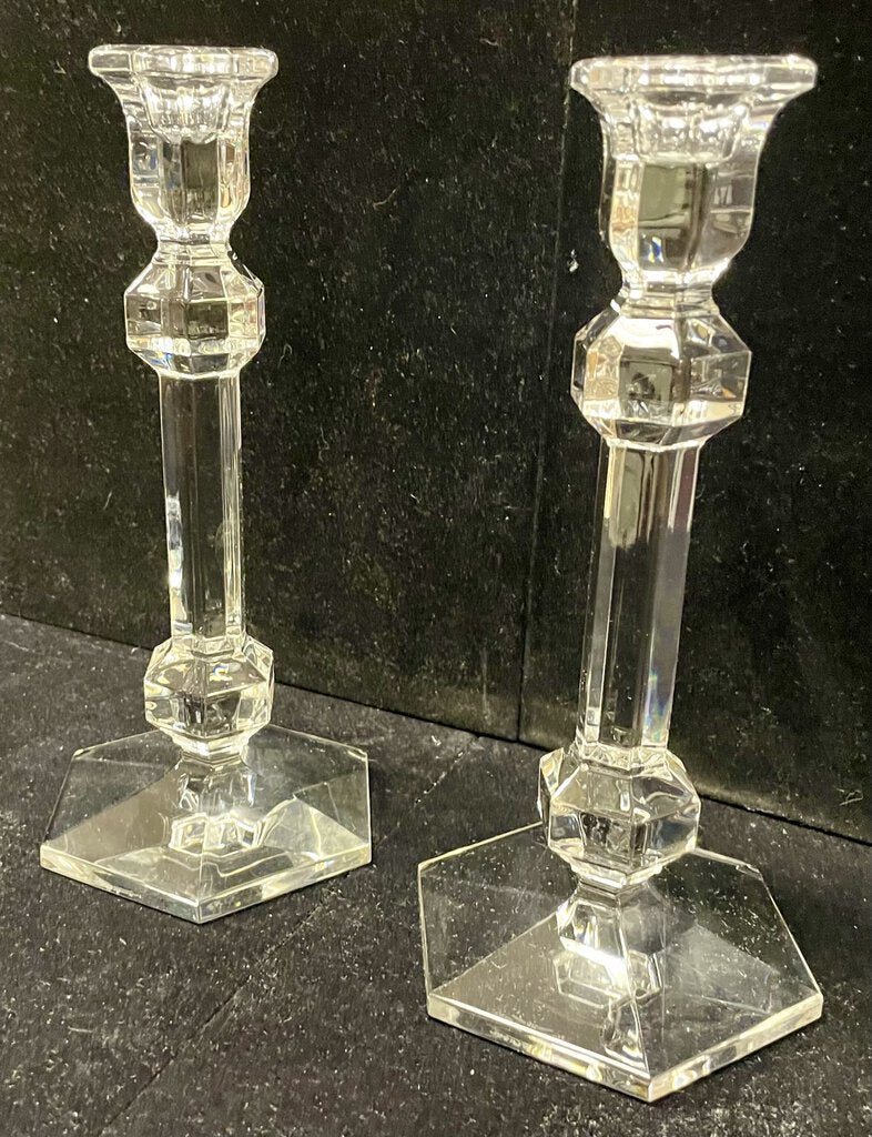 Vintage Val St. Lambert Gardenia Crystal Candle Stick Holders (PAIR)