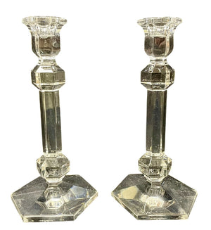Vintage Val St. Lambert Gardenia Crystal Candle Stick Holders (PAIR) by Miss Daisy's Consignment & Auction House