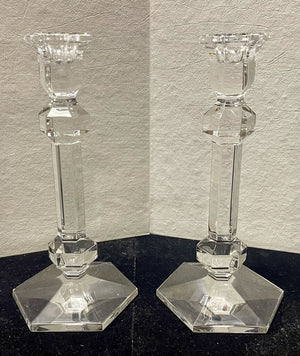 Vintage Val St. Lambert Gardenia Crystal Candle Stick Holders (PAIR)