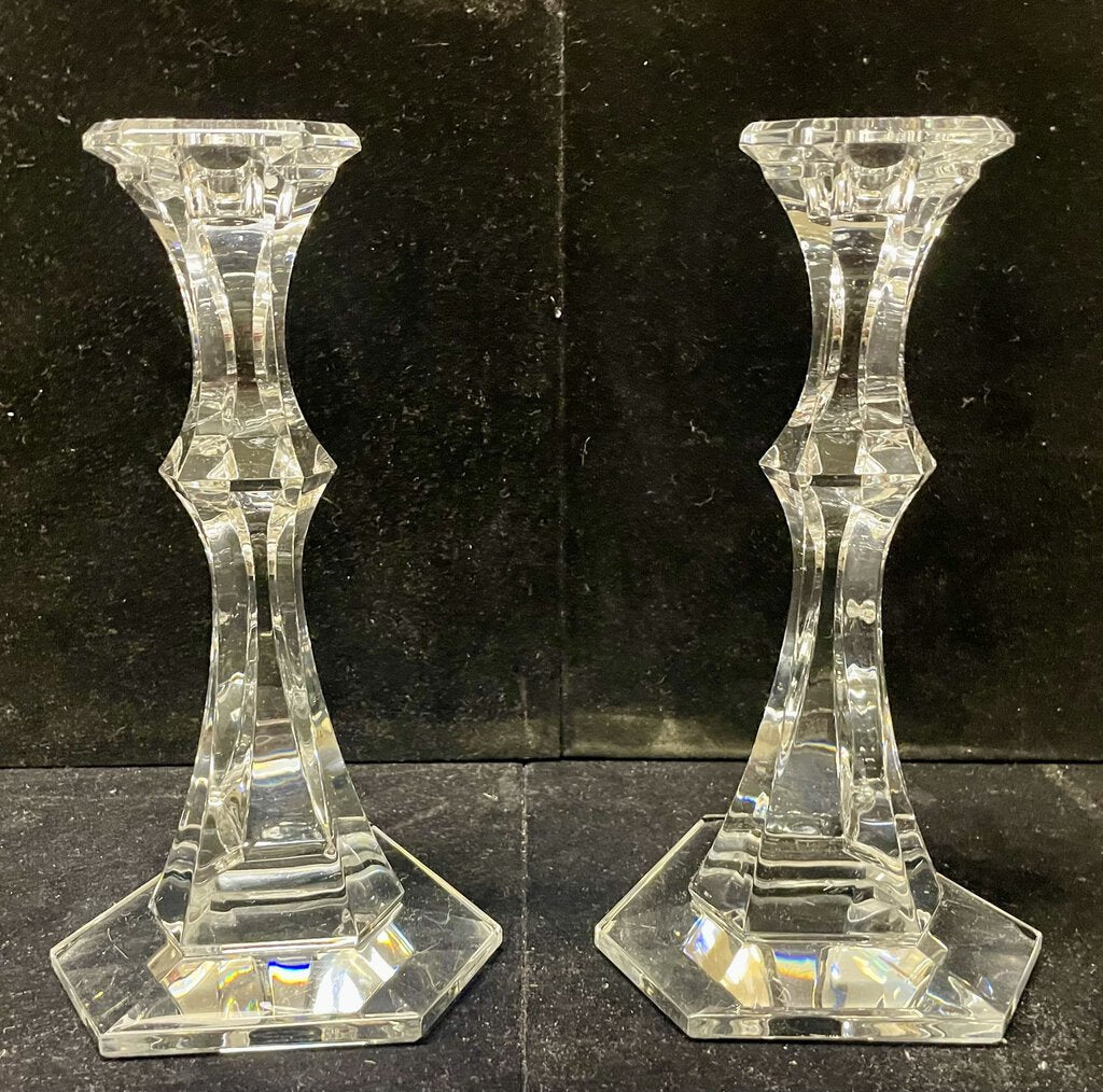 Vintage Val St. Lambert Selency Crystal Candle Sticks PAIR