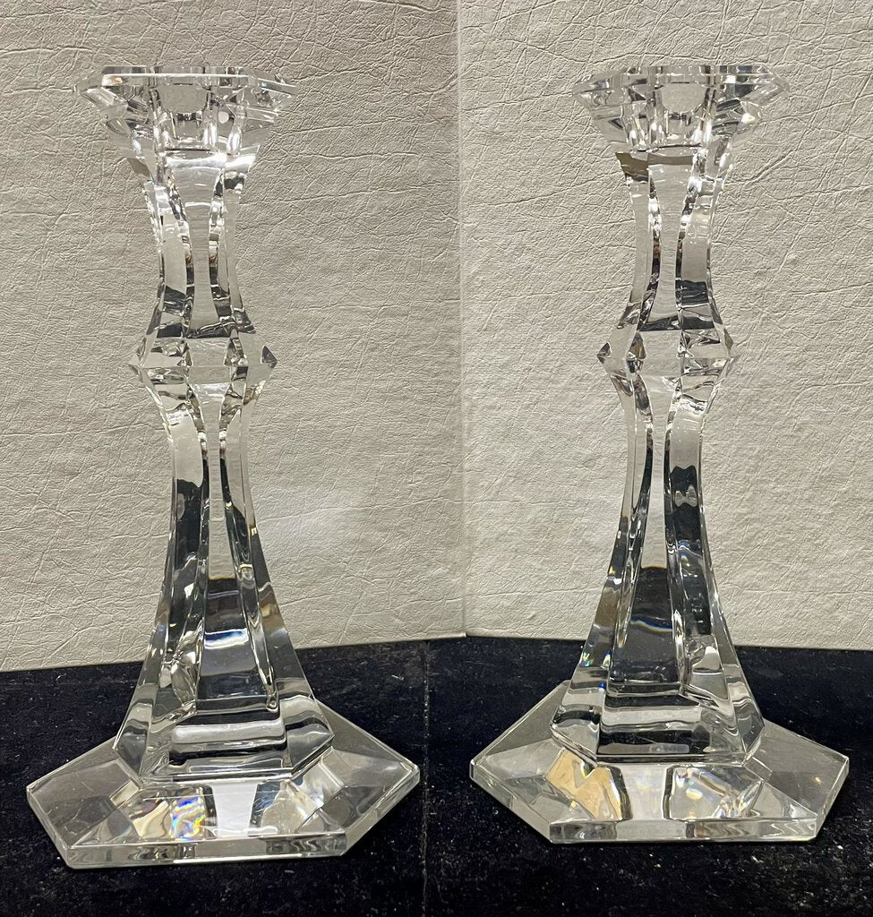 Vintage Val St. Lambert Selency Crystal Candle Sticks PAIR