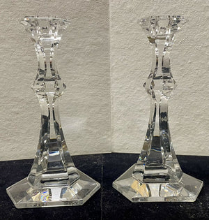 Vintage Val St. Lambert Selency Crystal Candle Sticks PAIR