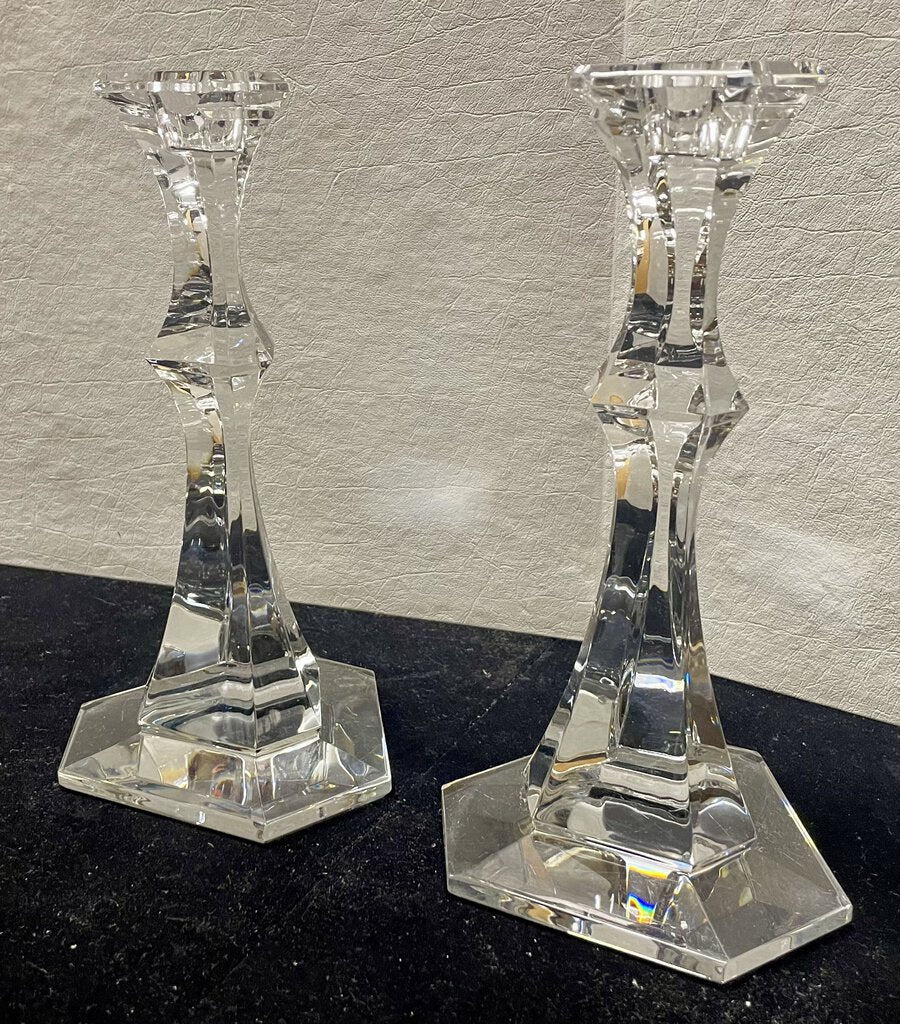 Vintage Val St. Lambert Selency Crystal Candle Sticks PAIR