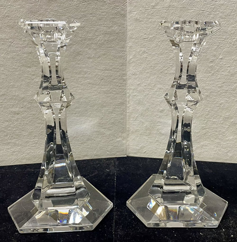 Vintage Val St. Lambert Selency Crystal Candle Sticks PAIR