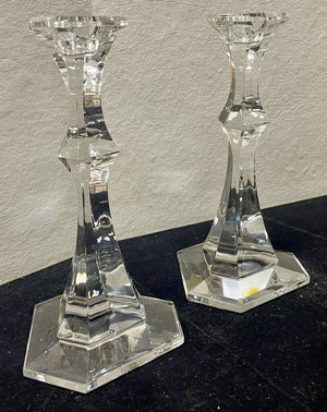 Vintage Val St. Lambert Selency Crystal Candle Sticks PAIR