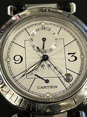 Cartier "Pasha" Stainless Auto GMT Power Reserve