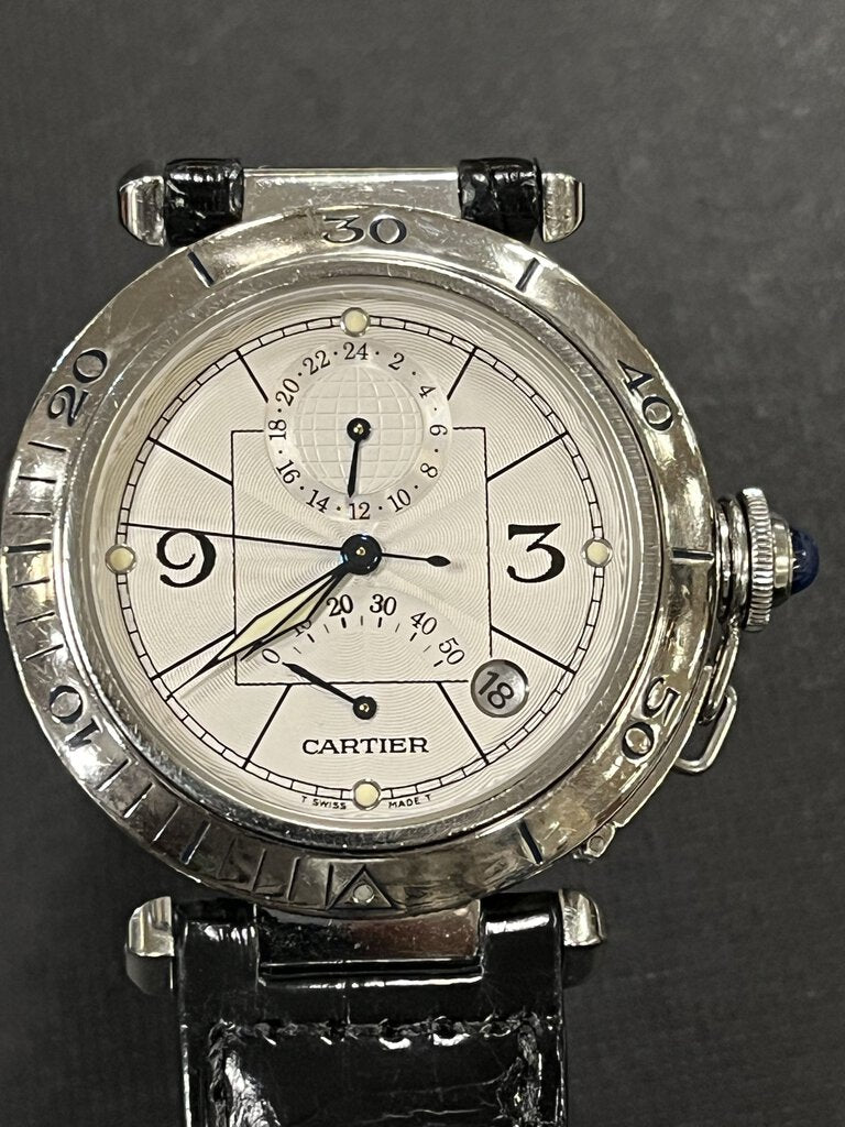 Cartier "Pasha" Stainless Auto GMT Power Reserve