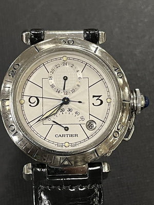 Cartier "Pasha" Stainless Auto GMT Power Reserve