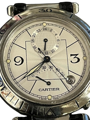 Cartier "Pasha" Stainless Auto GMT Power Reserve