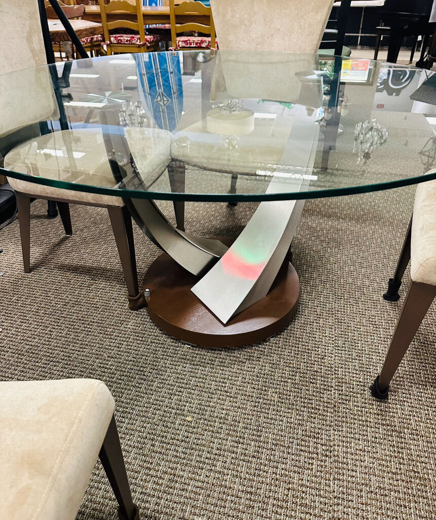 Tangent 54" Round Glass Top Table MSRP $2500