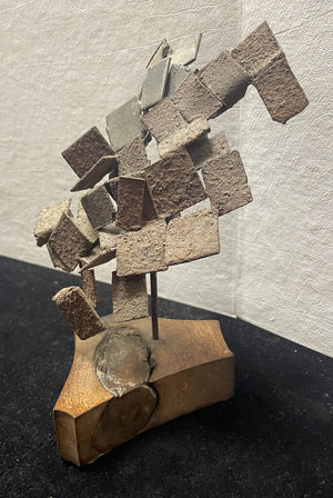 Abstract Brutalist Style Metal Sculpture Artist Unknown Untitled