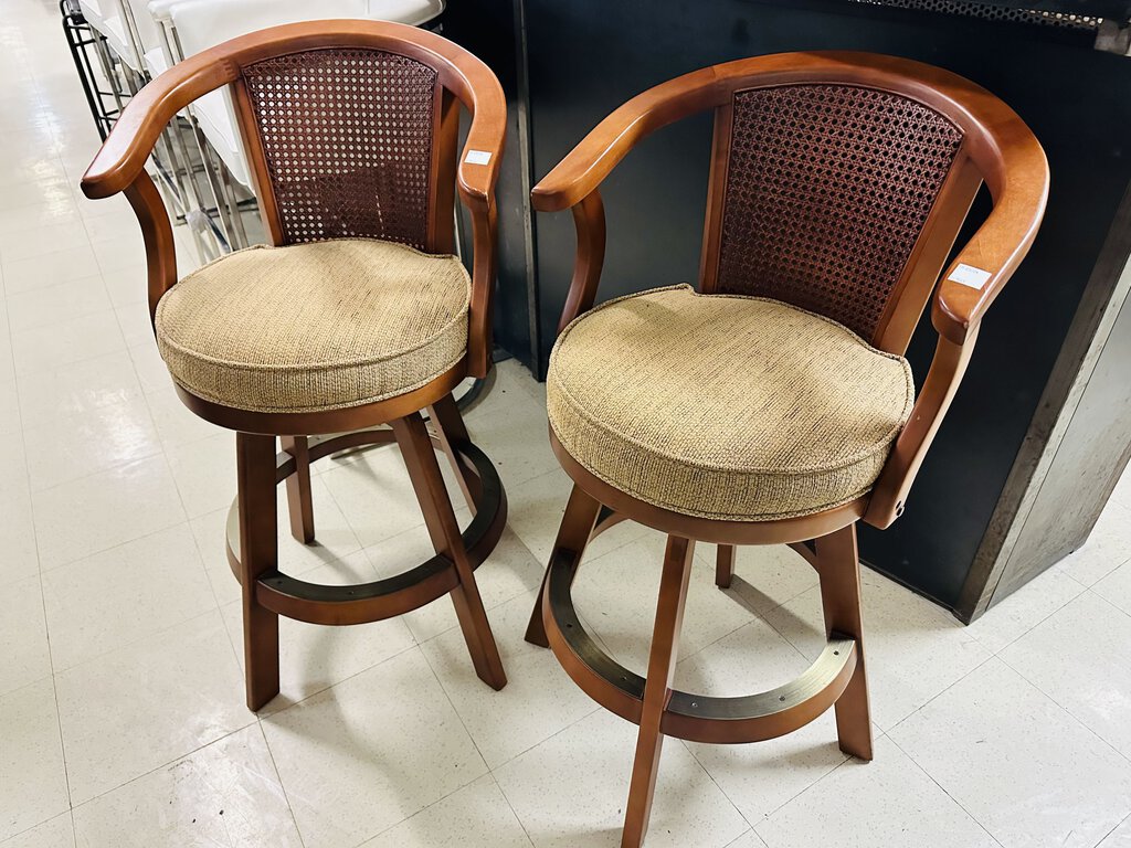 Cane Swivel Bar Stools (pair)