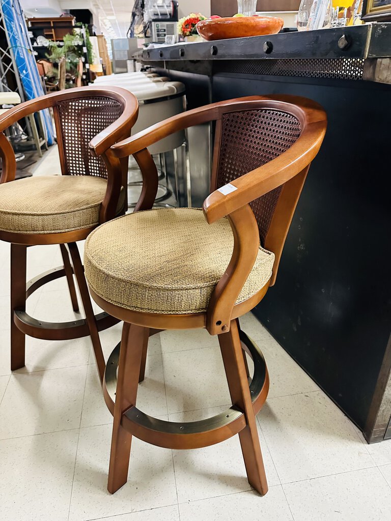 Cane Swivel Bar Stools (pair)