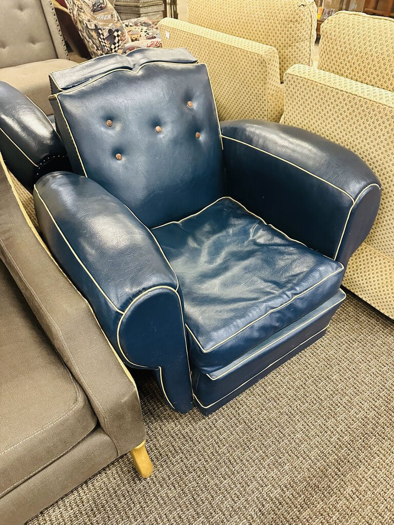 Blue Leather Club Chair