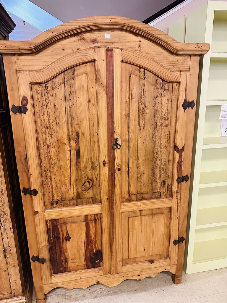 Rustic Mexican Pinewood Armoire Cabinet 24x48x79